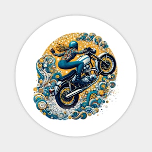 Motorcycle Girl Art Magnet